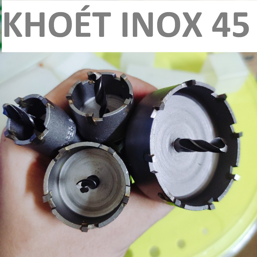 Mũi khoét inox 45 , khoét sắt, nhôm, tôn, đầu hợp kim, mũi khoét kim loại 45mm, hàng phổ thông