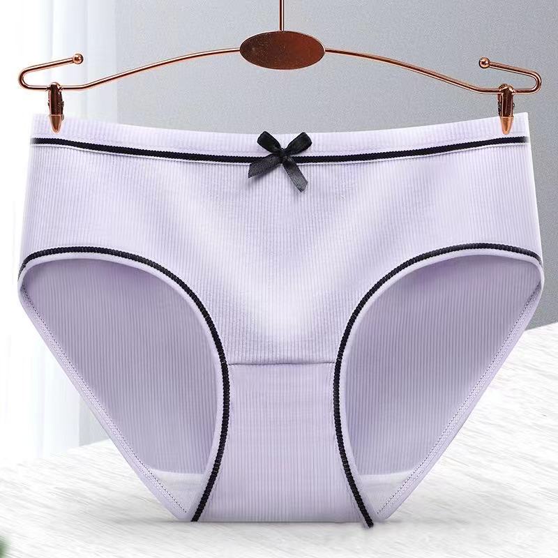 Quần Lót Cotton Không Lộ Đường May Thắt Nơ Màu Trơn Thời Trang Cho Phụ Nữ