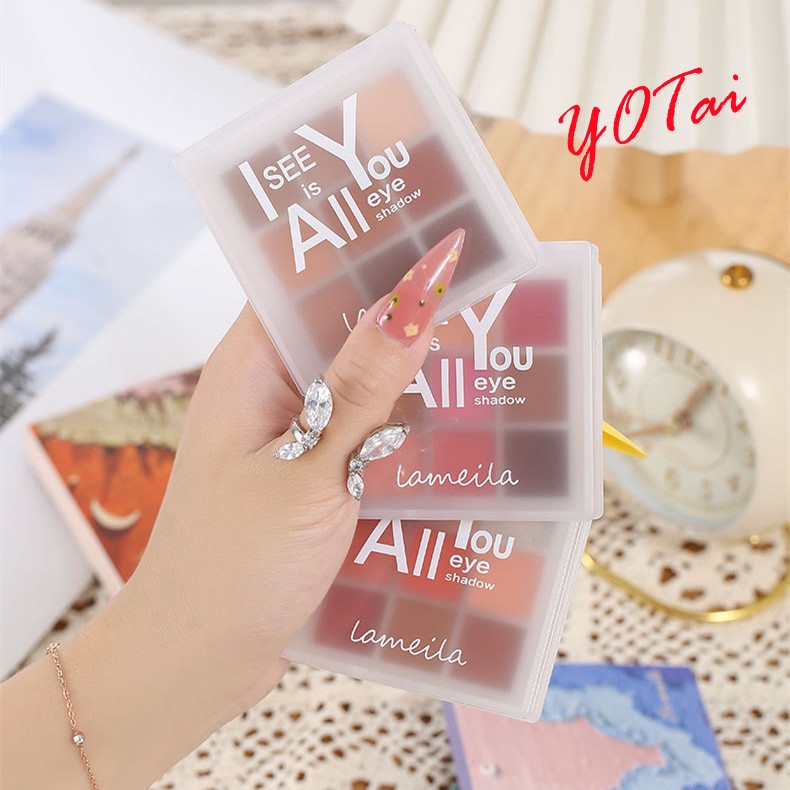 YOTAI ❤️LAMEILA❤️Bảng Phấn Mắt, 9 Màu, Kết Cấu đất Sét, Màu Sắc đẹp, Lâu Trôi, Không Thấm Nước, 9 Ngăn, Di động Và Dễ Sử Dụng.