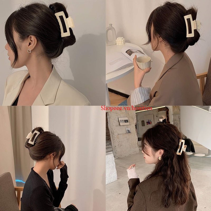 Kẹp Tóc Càng Cua Bản Chữ Nhật Màu Lì , kẹp tóc bản rộng (lựa chọn màu)