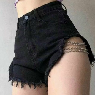 Quần shorts jeans dây xích lưng cao HOT💥