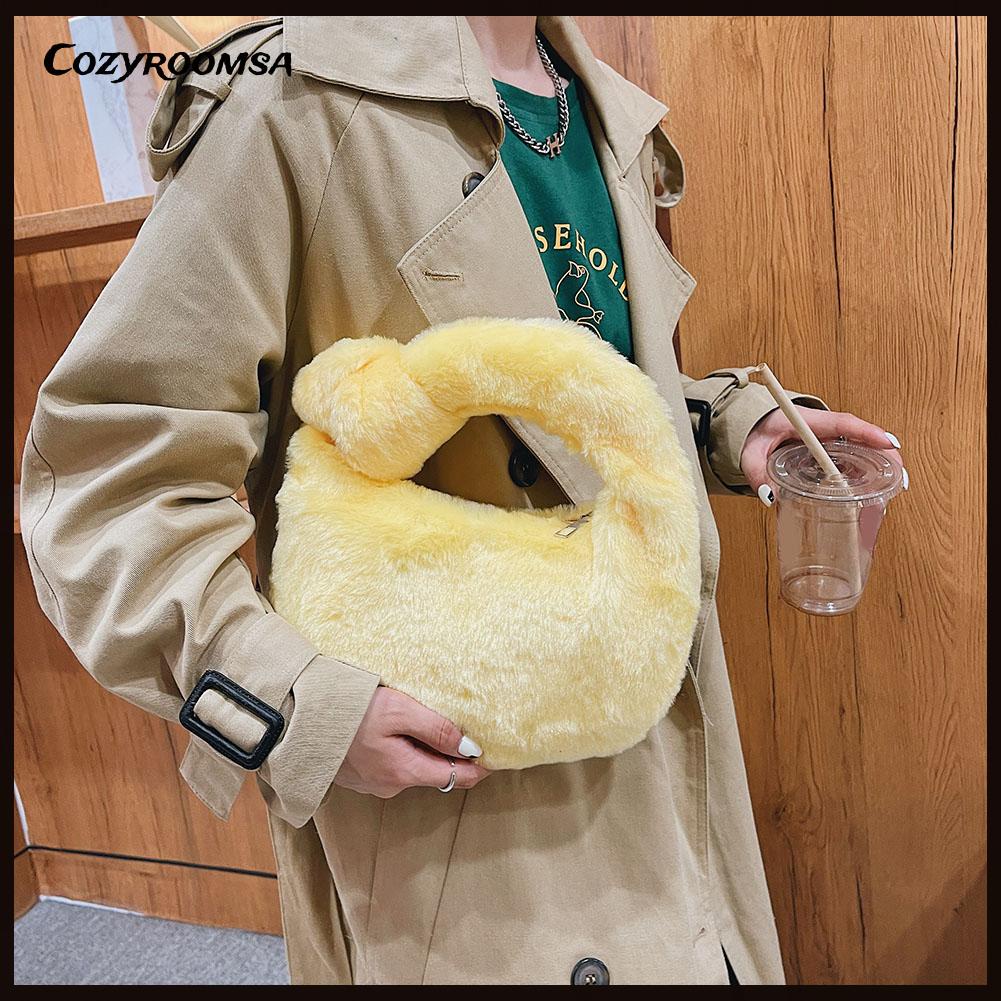 Túi xách lông nhung màu trơn thời trang thu đông cho nữ