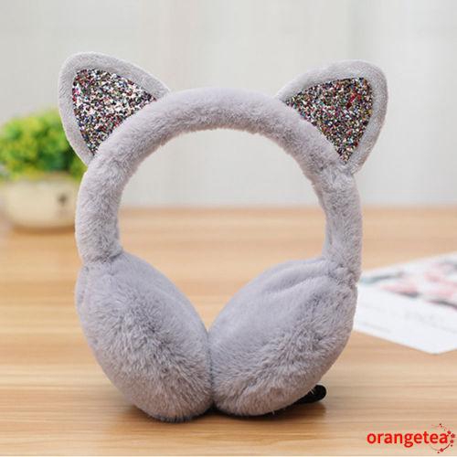 Chụp Tai Giữ Ấm Bằng Bông Hình Tai Mèo Dễ Thương