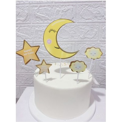 5 SET CẮM TRĂNG SAO 2 LỚP TRANG TRÍ BÁNH KEM