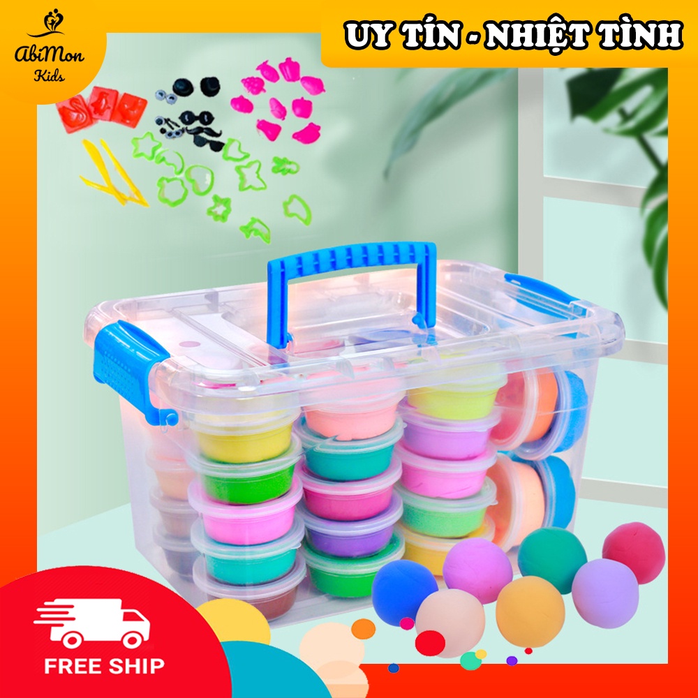 🌻 Bộ Đất Nặn 36 Màu Cho Bé (hộp, khuôn, sách hướng dẫn) ☘️ Montessori cao cấp ✨ Đồ chơi Giáo Dục - An toàn - Thông minh