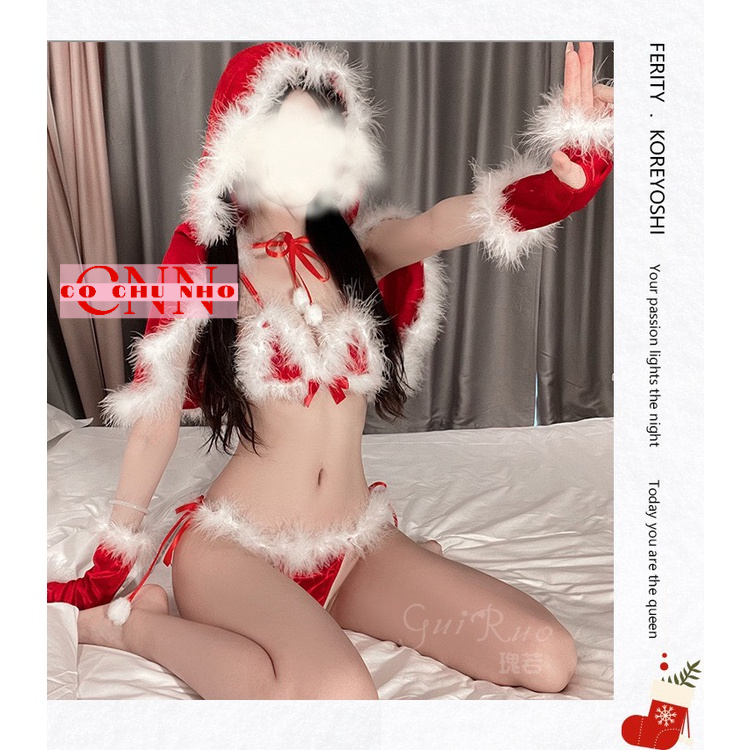 LL823 - Bộ đồ lót bông tuyết cực xinh Noel Giáng sinh. Giao hoả tốc HCM. Đồ ngủ Cosplay sexy -cochunhoquan11