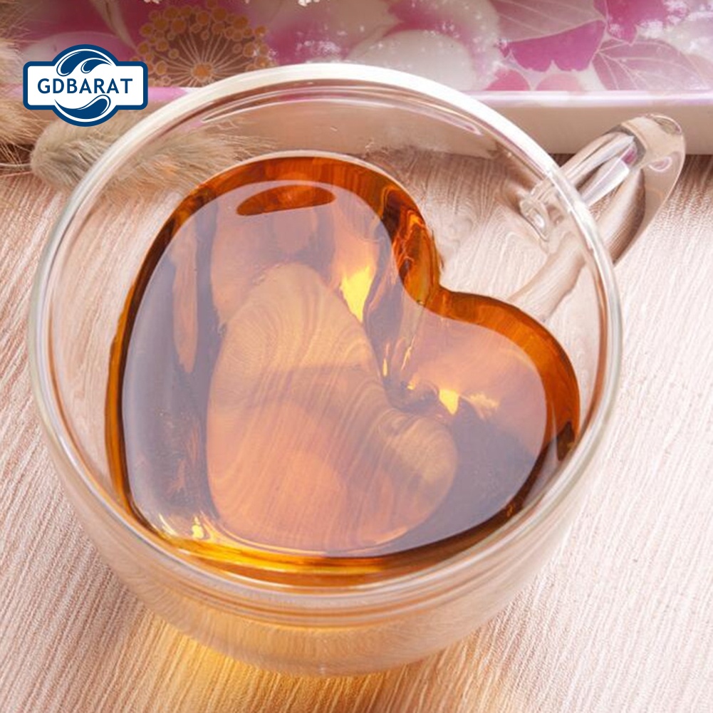 Cốc Thủy Tinh Uống Rượu Whiskey Hai Lớp Hình Trái Tim 180 / 240ml