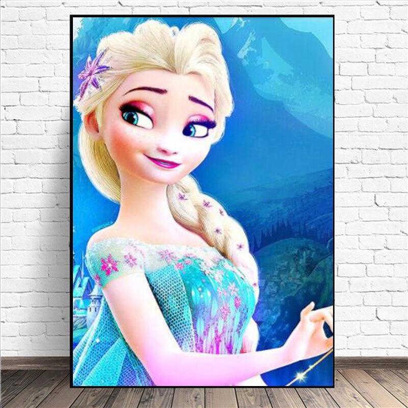 Áp Phích Công Chúa Băng Giá Disney Anna &amp; Tranh Vải Bạt Treo Tường In Hình Nhân Vật Hoạt Hình Elsa Trang Trí Nhà Cửa