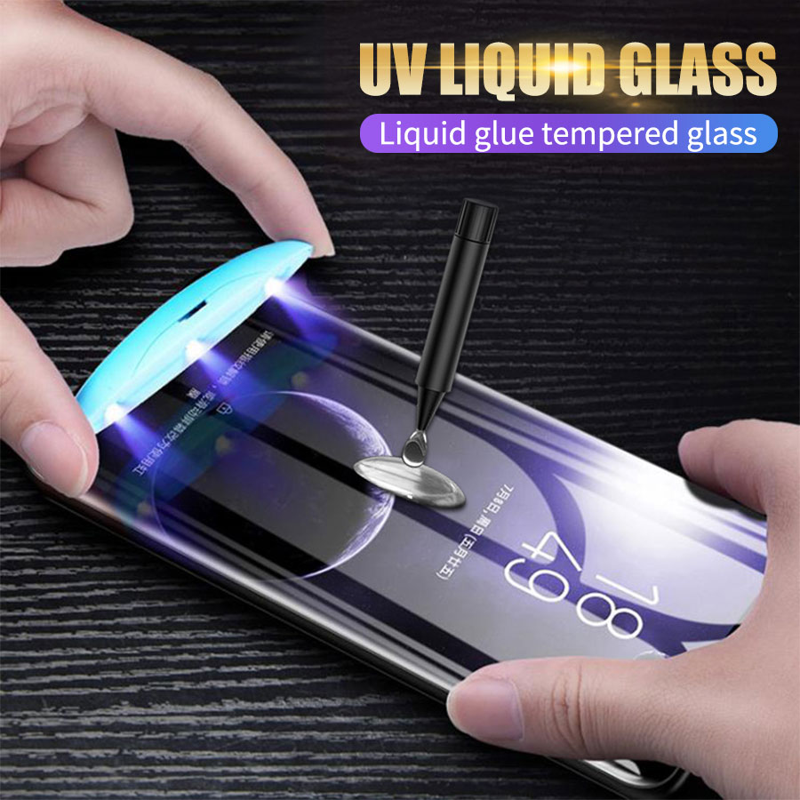 UV Full Glue Anti Blue Ray Tempered Glass For Samsung Galaxy Note 20 S20 Ultra S9 S8 S10 Plus Note 10 8 9 Lite Screen Protector