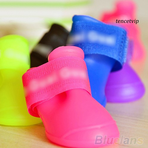 Set 4 giày bốt cao su đi mưa xinh xắn dành cho thú cưng
