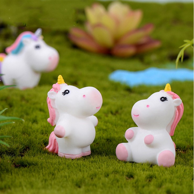 Mô hình ngựa kỳ lân unicorn mập ú dễ thương dùng trang trí tiểu cảnh, terrarium, móc khóa, DIY