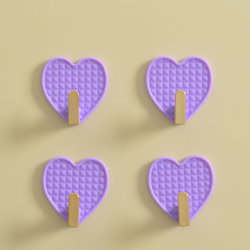 Set 4 Móc Treo Đồ Hình Trái Tim Bằng Nhựa Tiện Dụng Cho Phòng Khách / Phòng Ngủ