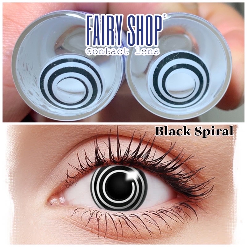 kính áp tròng hoá trang Black Spiral lốc xoáy 14.0 - Kính Áp Tròng FAIRY SHOP CONTACT LENS