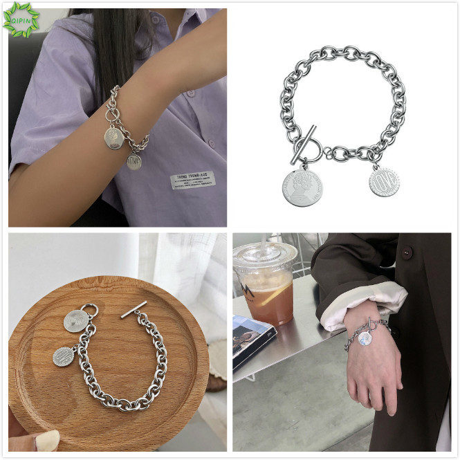 Vòng Tay Kim Loại Mặt Tròn Thiết Kế Thanh Lịch Cho Nữ | BigBuy360 - bigbuy360.vn