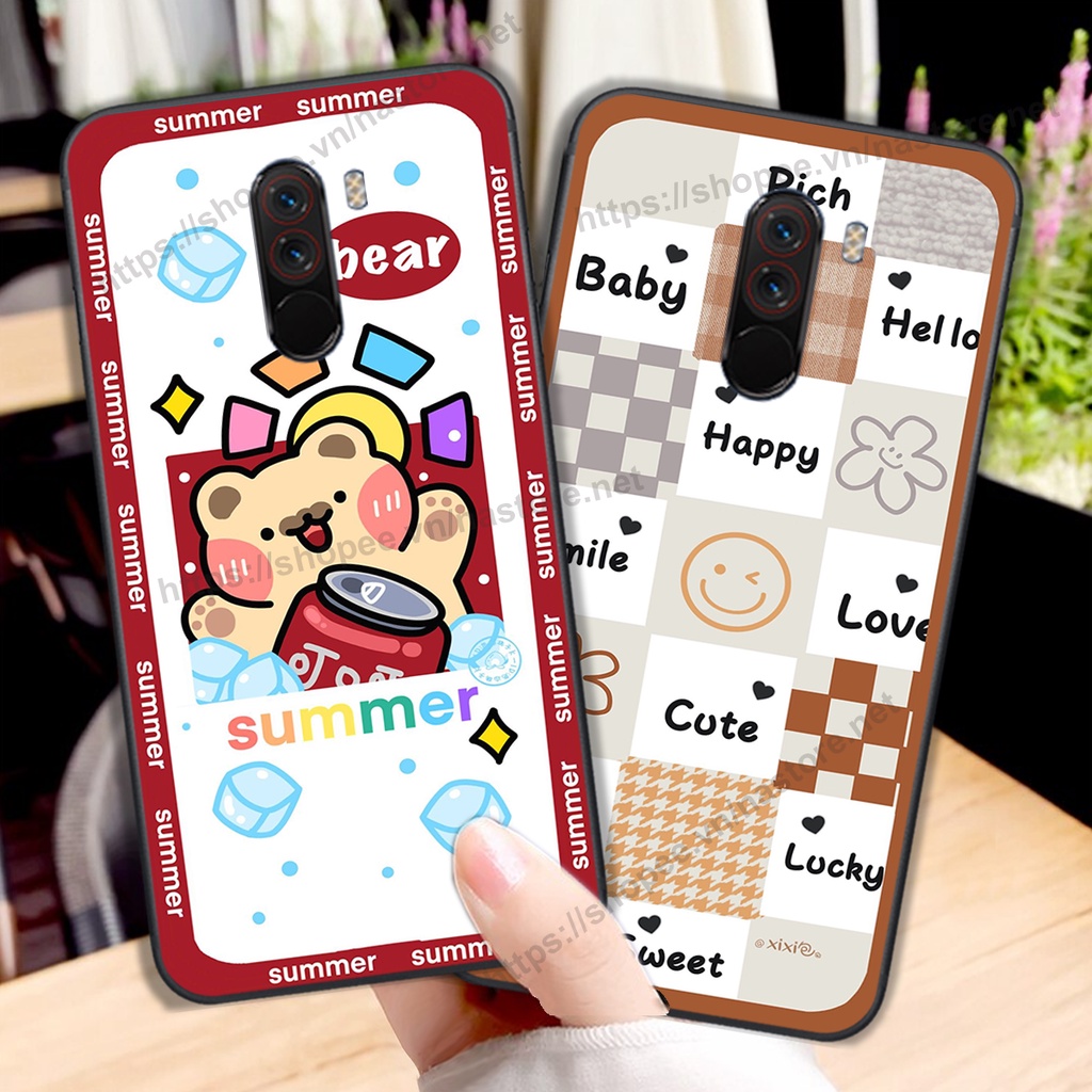 Ốp lưng Xiaomi Pocophone F1 trái tim gấu bo viền thể thao đẹp giá rẻ