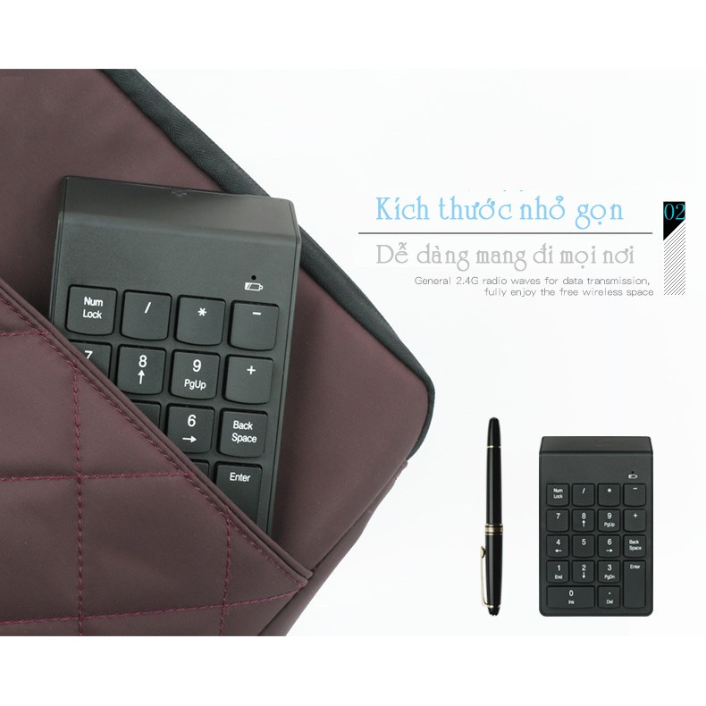 Bàn phím số rời Không Dây và Bluetooth 5.0 không cần cài đặt cho Laptop Máy tính, PC