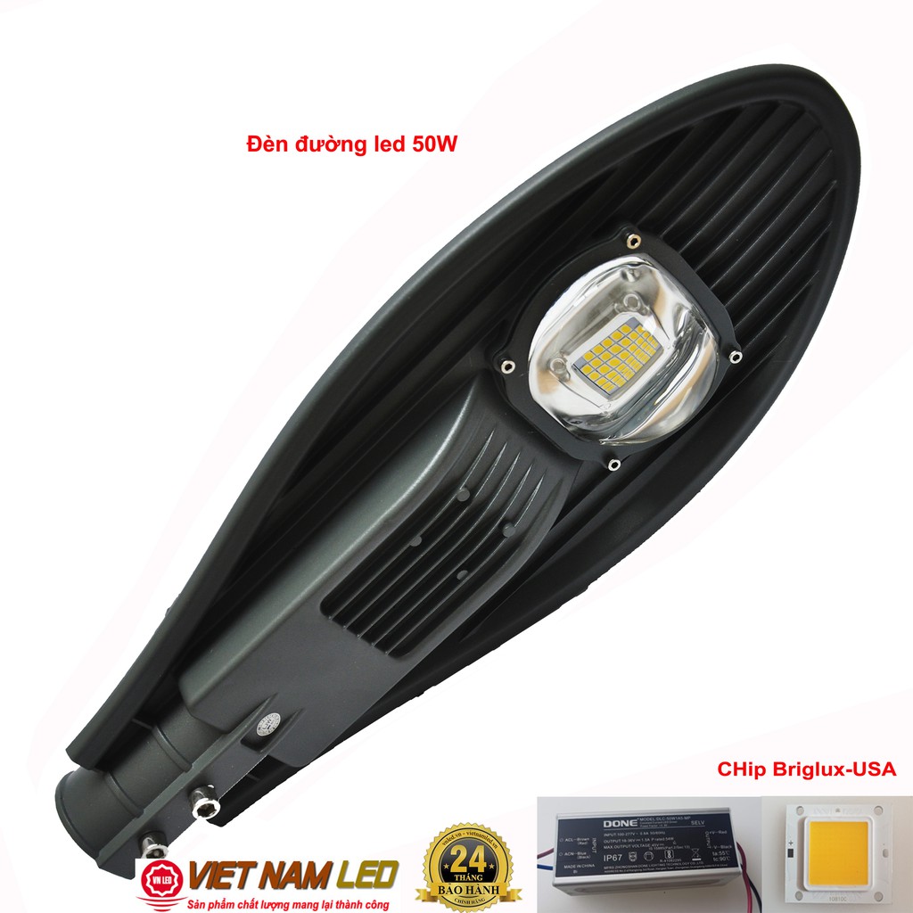 Đèn đường led 50W 1 mắt led, chip Briglux