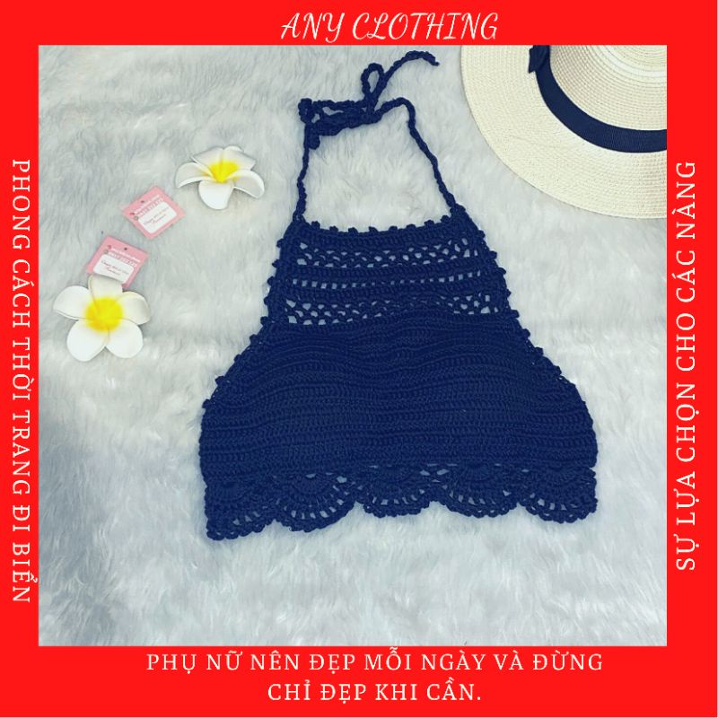 Bikini áo yếm len, phong cách trẻ trung đi biển