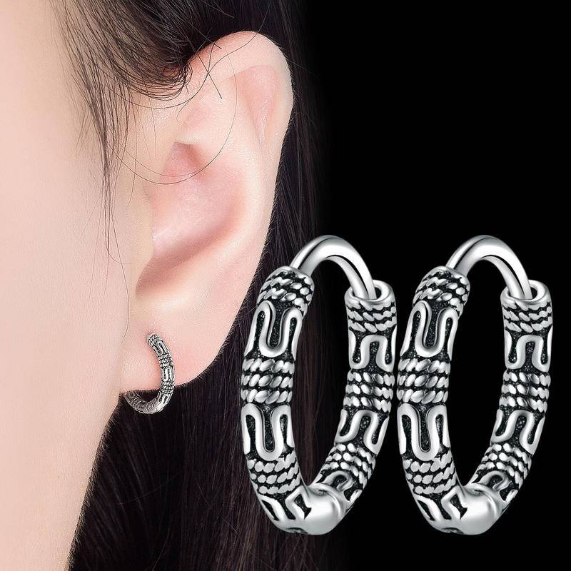 Bông Tai Dáng Dài Hình Dây Xích Tròn Màu Bạc Phong Cách Nhật Hàn Độc Đáo Thời Trang Cho Nữ