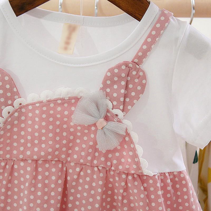 Đầm xòe ngắn tay họa tiết chấm bi xinh xắn dành cho bé gái