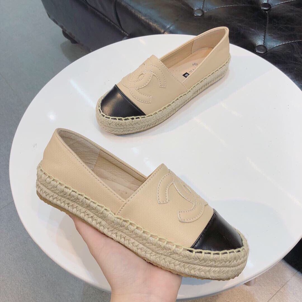 Giày lười nữ slip-on đế đúc da mêm chữ X nổi viền cói có 2 màu thời trang cực dễ đi