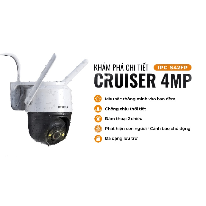 Camera WIFI ngoài trời, xoay 360 độ có màu đêm IMOU S22FP 2MP/ S42FP 4MP hàng chính hãng