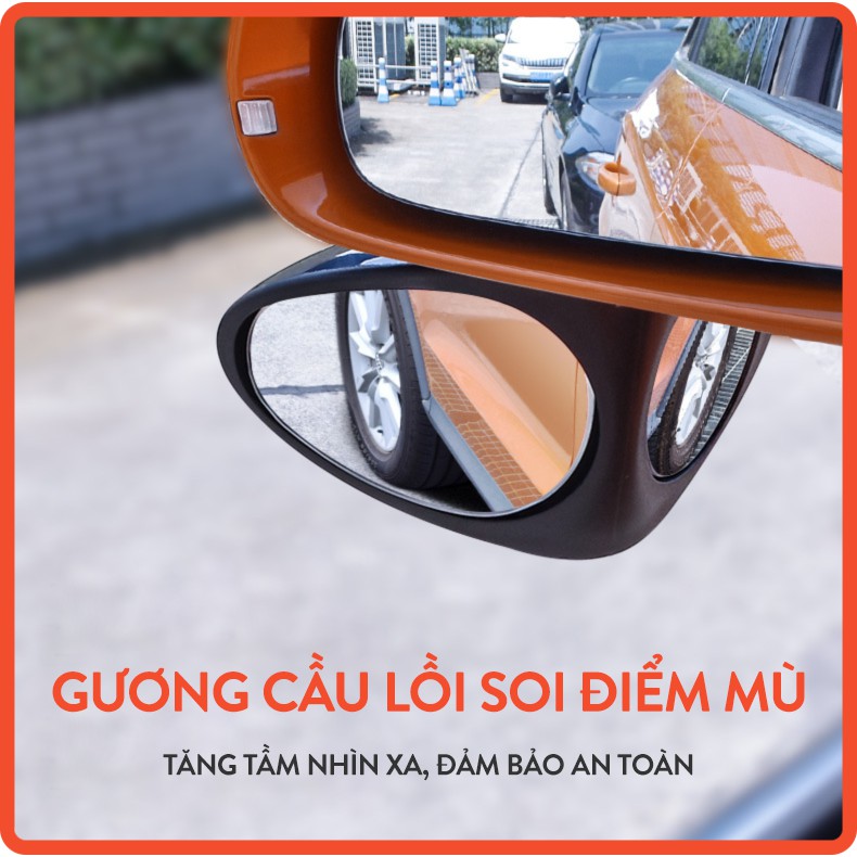 Gương cầu lồi ô tô soi điểm mù, Gương 3R xóa điểm mù xe hơi nhìn bánh trước gắn kính chiếu hậu cho oto