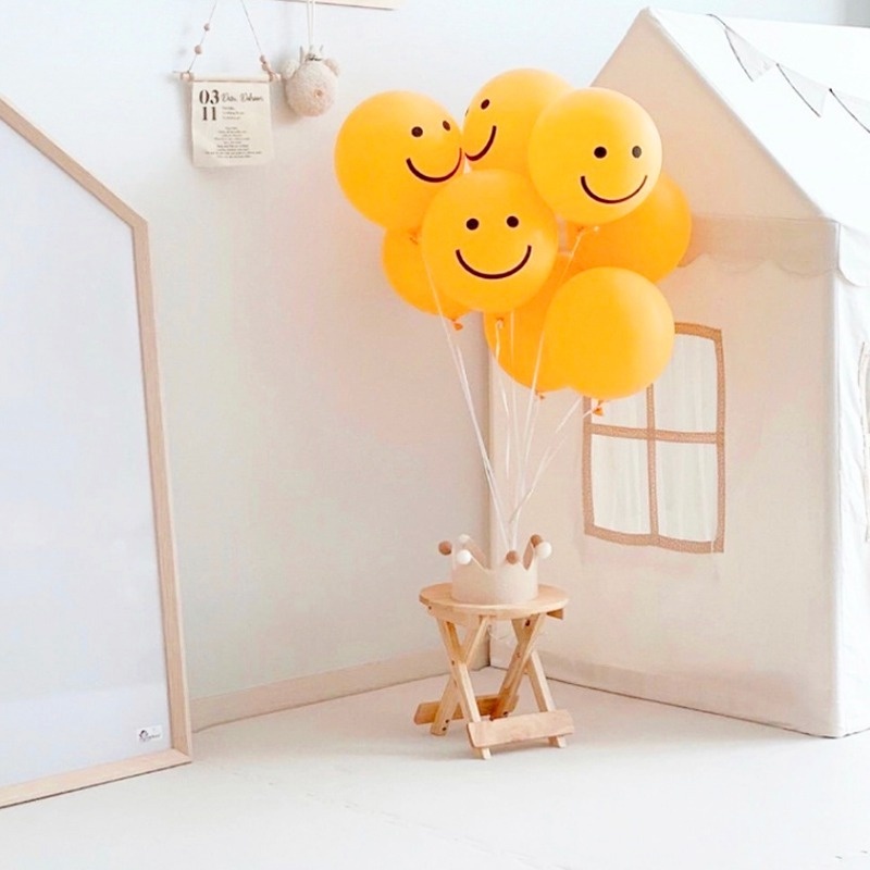 Set 10 Bong Bóng Cao Su Hình Mặt Cười Dễ Thương Trang Trí Tiệc