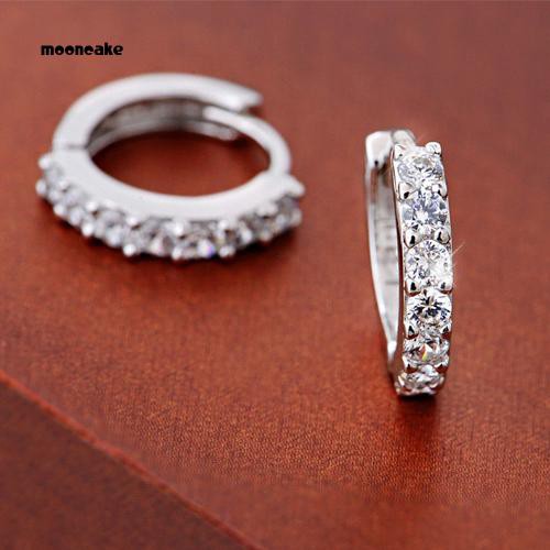 Khuyên tai mạ bạc đính đá pha lê trắng thời trang thanh lịch dành cho nữ