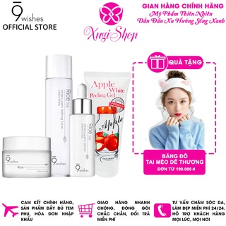 Bộ sản phẩm cao cấp dưỡng trắng da, giảm nhăn 4 món 9wishes + 3W Clinic