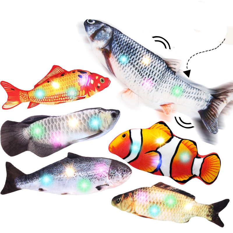 1 Đồ Chơi Cá Giả Vẫy Sống Động Tương Tác Với Mèo Cưng