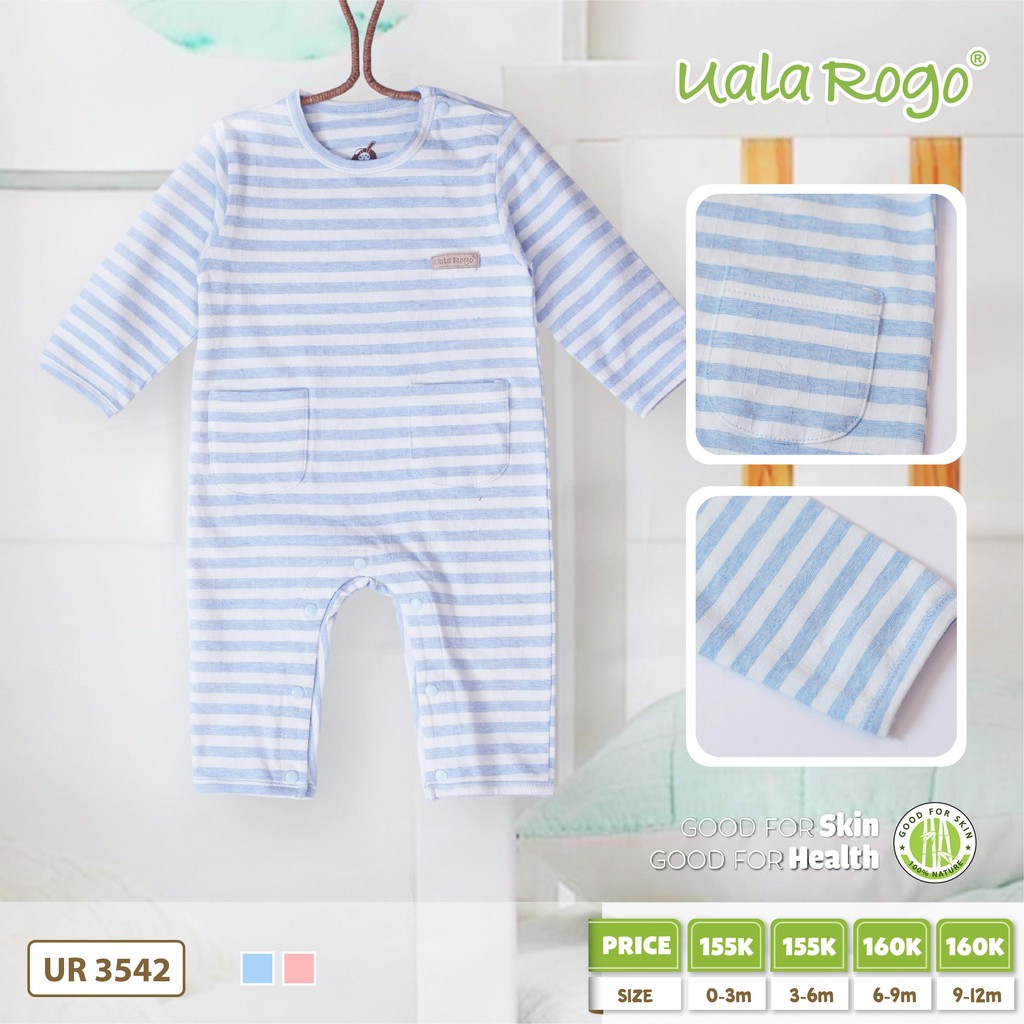 Body dài kẻ ngang vân zigzag cotton mềm UALA ROGO 3542