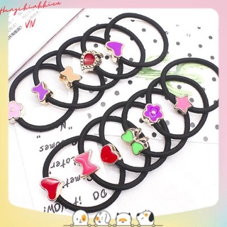 Set 4 dây buộc tóc mặt họa tiết xinh giá rẻ