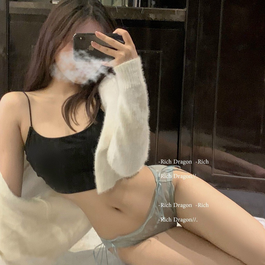 Quần Lót Nữ ❤️FREESHIP❤️ Quần Lót Ren Sexy Sao xuyên thấu cao cấp đính nơ hai bên quyến rũ mã H002