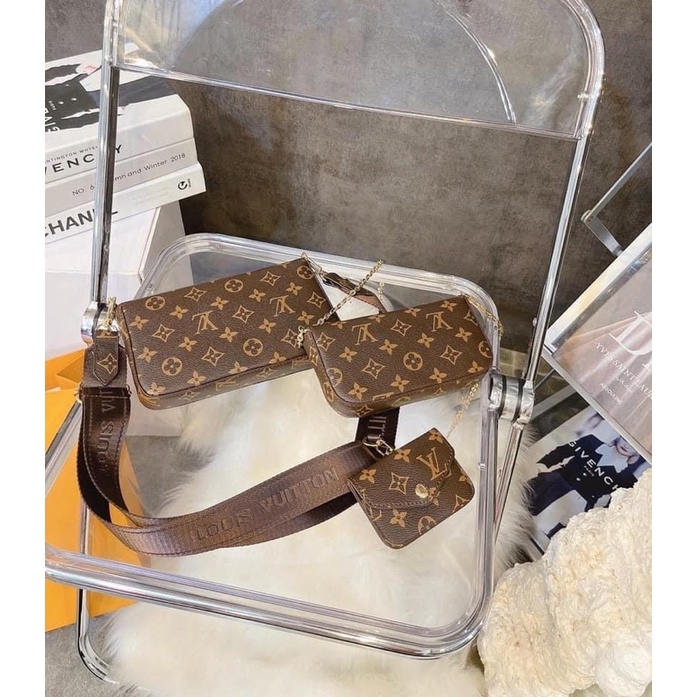 Set túi hoa nâu kèm ví