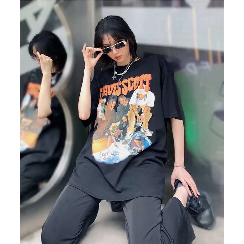 Áo thun tay lỡ TRAVISSCOTT ❤️ Áo phông oversize form rộng unisex  nam nữ - A02 - Happy Style