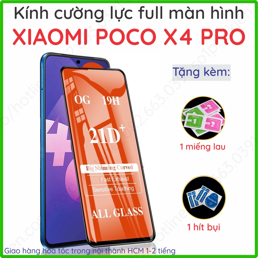 Kính cường lực Xiaomi Poco X4 pro 5G full màn hình