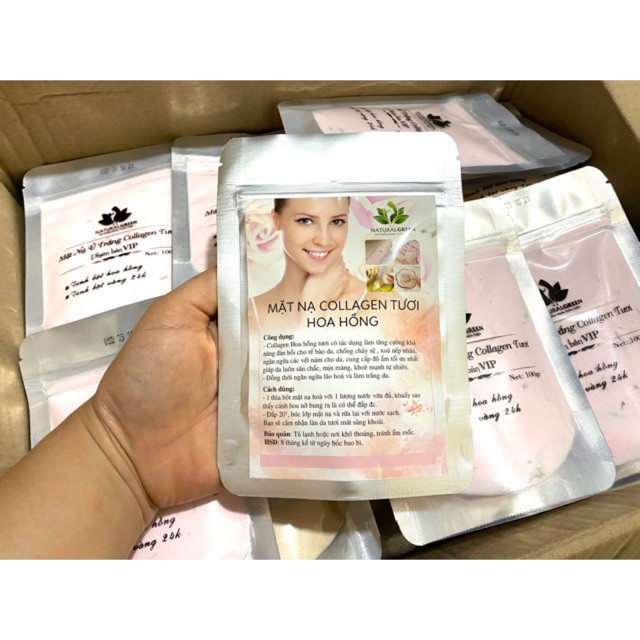 Nạ Ủ Trắng Collagen Cánh Hoa Hồng Gói 100gram mặt nạ hoa hồng mới , mới cập nhật hàng công ty chính hãng | Thế Giới Skin Care