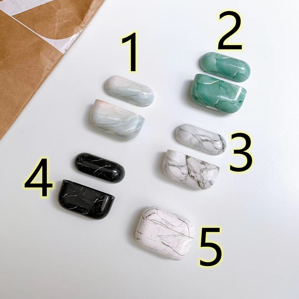 Fashion Marble Motif Casing Hard Case AirPods Pro Case Green Black White Apple AirPods 3 Case Simple Apple AirPod Cover