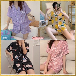 Đồ bộ nữ mặc nhà, bộ ngủ  pijama cộc tay họa tiết dễ thương 2022- lani officiall
