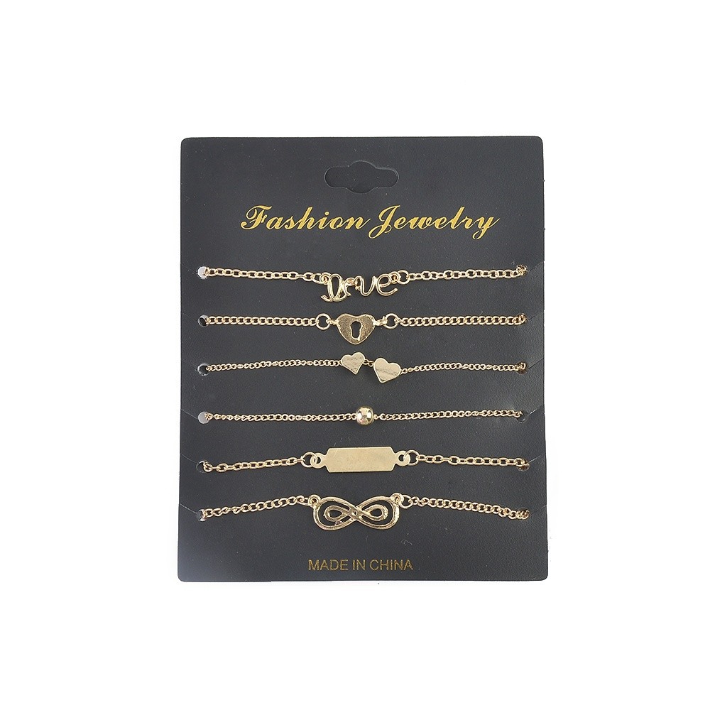 Bộ 6 vòng tay kiểu hợp kim mạ vàng đầy sang trong