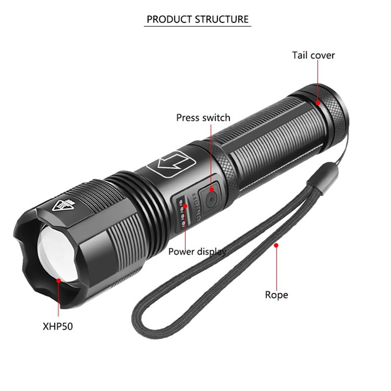 Đèn pin Xhp50 / Xhp70 đa năng tiện dụng có phụ kiện