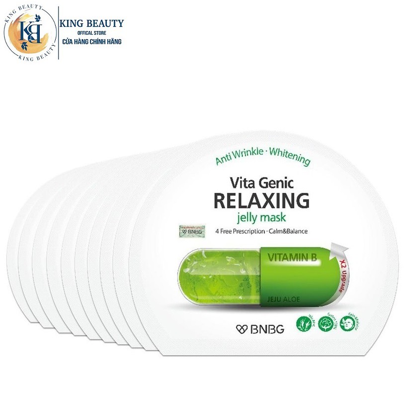 Hộp 10 Mặt nạ cấp ẩm giúp thư giãn và phục hồi làn da mệt mỏi BNBG Vita Genic Relaxing Jelly Mask (Vitamin B) 30ml x 10