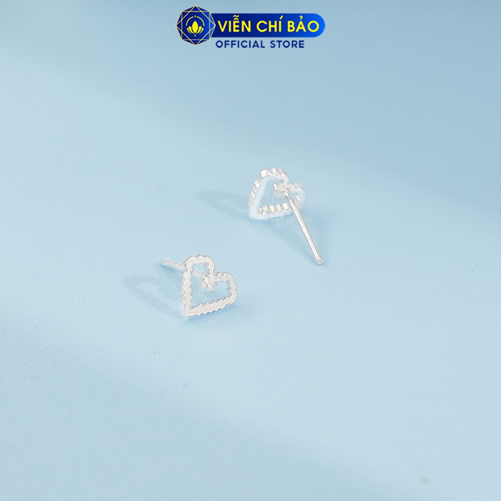 Bông tai bạc nữ hình trái tim hở chất liệu bạc 925 thời trang phụ kiện trang sức nữ thương hiệu Viễn Chí Bảo E072