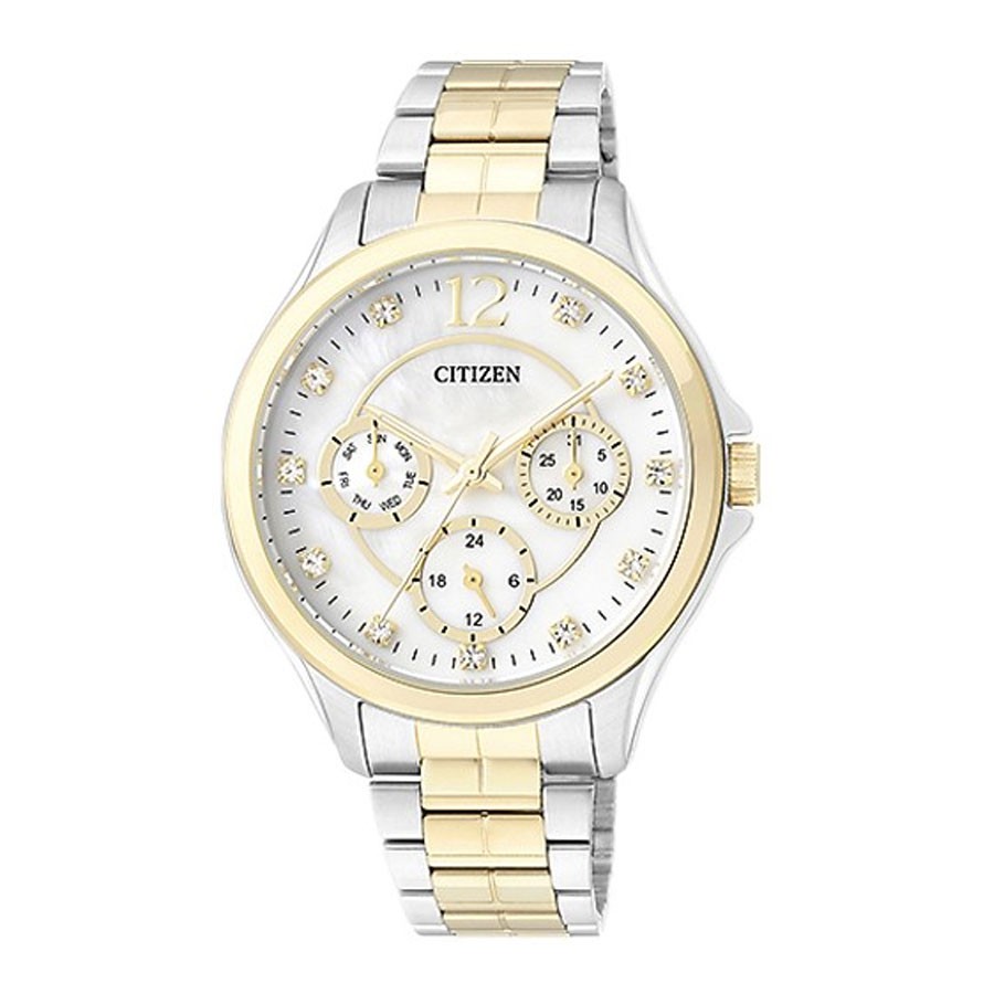 Đồng Hồ Nữ Citizen Đính Đá Swarovski Dây Thép Không Gỉ ED8144-56D - Mặt Xà Cừ