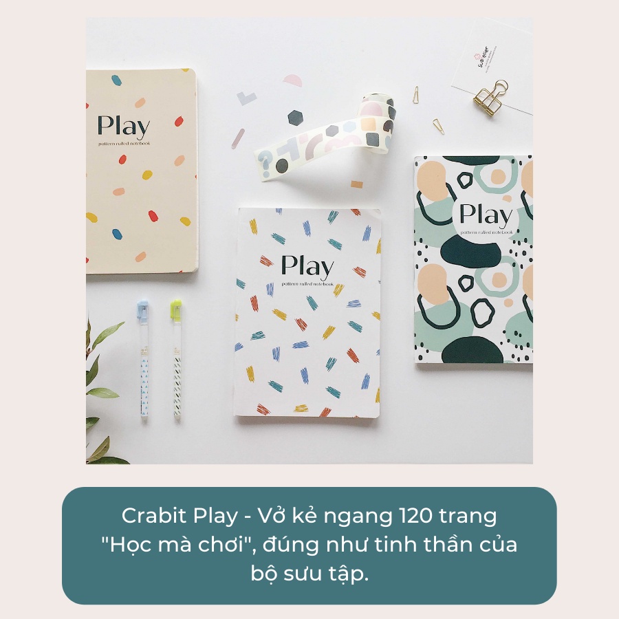 COMBO Vở Crabit kẻ ngang Play Vệt chì - 120 trang - Giao hỏa tốc