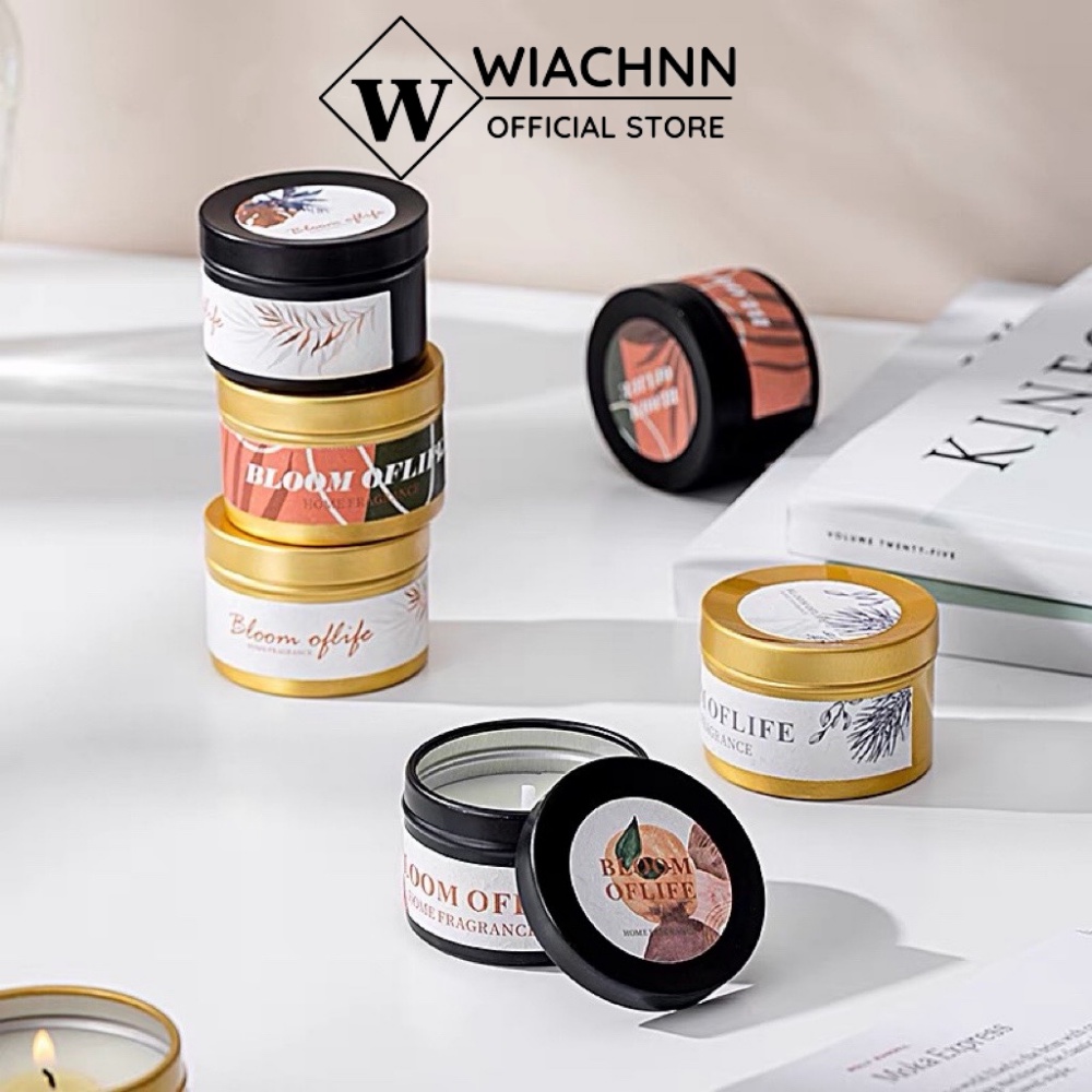 Nến Thơm Phòng WIACHNN Cánh Hoa Hộp Thiếc Sáp Đậu Nành Thiên Nhiên An Toàn Khử Mùi Không Khí 50G