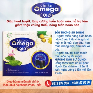 Giúp ngủ ngon , hoạt huyết  COMBO 2 hộp GINKGO OMEGA Q10 tăng cường tuần hoàn não, giảm mất ngủ, chóng mặt