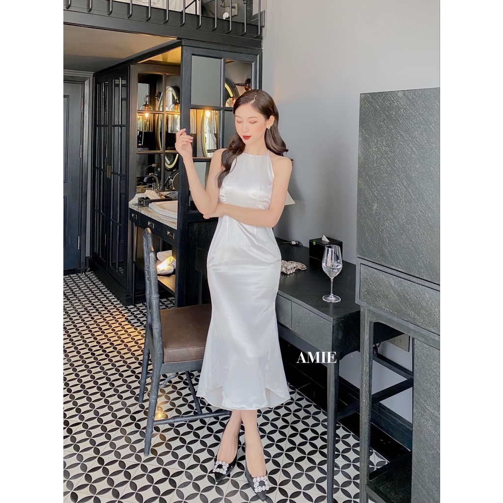 Đầm Body Đuôi Cá AMIE Hở Lưng Phi Lụa Nữ Cao Cấp Loại 1 Quý Phái