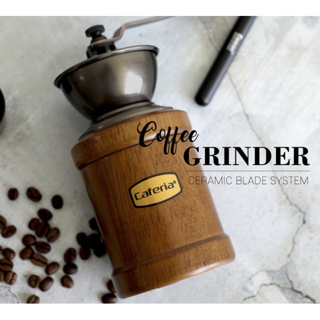 [Hàng chính hãng] Máy xay cà phê cầm tay bằng gỗ Vintage cực xinh mái vòm ngược Hàn Quốc CAFERIA